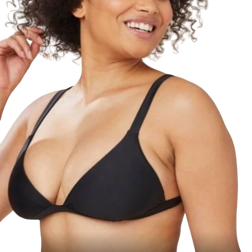 ANDIE Swim Top Women Sz S Black Caico Triangle Feminine Retro Resort Cottage NWT
